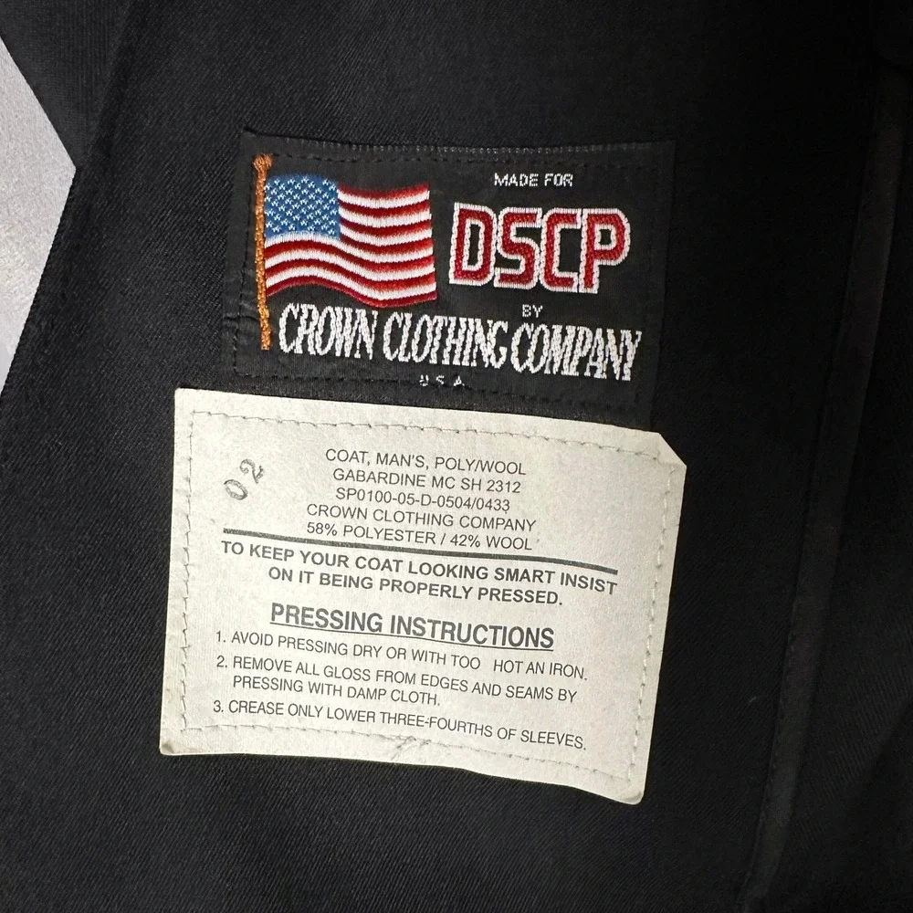 Crown‎ Clothing USMC Dress Blues Jacket Mens 38L Blue Excellent Poly Wool Coat